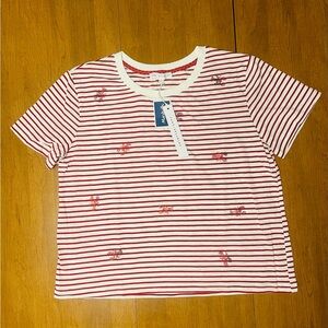 Women’s Striped Red and White Shirt with Lobsters